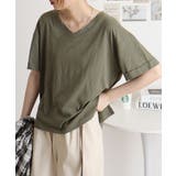 カーキ | オーバーサイズVネックTee | atONE