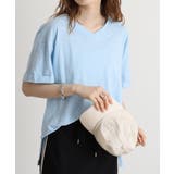 パステルブルー | オーバーサイズVネックTee | atONE