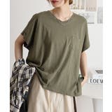 カーキ | オーバーサイズポケット付きVネックTee | atONE