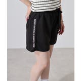 ブラック | ミニ裏毛サイドロゴショートパンツ | atONE