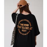 ブラック | ロゴ刺繍バックロゴプリントオーバーサイズTシャツ | atONE