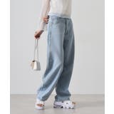 ライトブルー | デニムサイドフリンジカーブパンツ | atONE