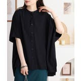 ブラック | RNクールタッチ接触冷感前開きワイドブラウス | atONE