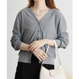 C-GRAY | 梨地カットVネックカーデ | atONE