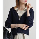 梨地カットVネックカーデ | atONE | 詳細画像1