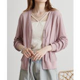 PINK | 梨地カットVネックカーデ | atONE