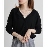 梨地カットクルーネックカーデ | atONE | 詳細画像2 