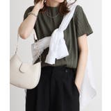カーキ | リップルストライプ半袖Tシャツ | atONE