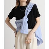 ブラック | リップルストライプ半袖Tシャツ | atONE