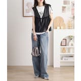 シフォンベスト＋天竺AラインシルエットTシャツアンサンブル | atONE | 詳細画像8 