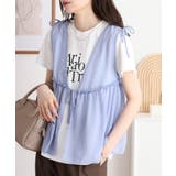 シフォンベスト＋天竺AラインシルエットTシャツアンサンブル | atONE | 詳細画像2 