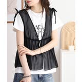 シフォンベスト＋天竺AラインシルエットTシャツアンサンブル | atONE | 詳細画像7 