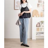 シフォンビスチェキャミ＋天竺ロゴプリントTシャツアンサンブル | atONE | 詳細画像4 