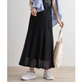 ブラック | メッシュレースフレアスカート | atONE