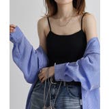 BLACK | カップ付きバッククロスリブキャミソール | atONE