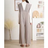 胸元レースアップギャザーオールインワン | atONE | 詳細画像12 