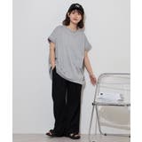 ラメ混裏毛デザインフレンチスリーブプルオーバートップス | atONE | 詳細画像8 