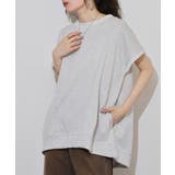 ラメ混裏毛デザインフレンチスリーブプルオーバートップス | atONE | 詳細画像1 