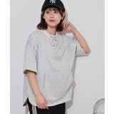 オートミール | ラメ混裏毛デザインラウンドヘムオーバーサイズトップス | atONE