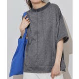 ラメ混裏毛デザインラウンドヘムオーバーサイズトップス | atONE | 詳細画像1