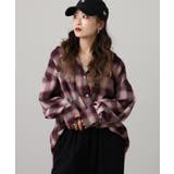 ボルドー | ビエラチェックロングシャツ | atONE