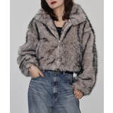 ベージュ | ミックスファーWジップショート丈ブルゾン | atONE