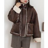 ブラウン | フェイクムートンボンディング裏ボアジャケットブルゾン | atONE