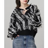 モヘアタッチ フリンジジャガード ニット プルオーバー | atONE | 詳細画像2