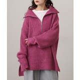 ビッグカラー風 ハーフZIP プルオーバーもっちり ニット トップス | atONE | 詳細画像11