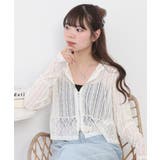 アイボリー | レース切替フードシャツブルゾン | atONE