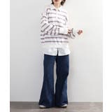 シャツドッキングレイヤード風ランダムボーダーニットプルオーバー | atONE | 詳細画像15