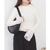 オフホワイト | シアーカフスフレアスリーブハイネックニットプルオーバー | atONE