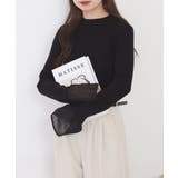 ブラック | シアーカフスフレアスリーブハイネックニットプルオーバー | atONE