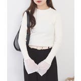 シアーカフスフレアスリーブハイネックニットプルオーバー | atONE | 詳細画像5