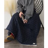 ネイビー | 2WAY 裏ボアキルト無地ロング巻きスカート | atONE