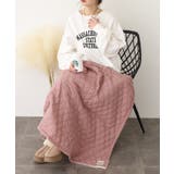 ピンク | 2WAY 裏ボアキルト無地ロング巻きスカート | atONE