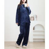 ネイビー | ストレッチベロア上下セット | atONE