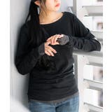ブラック | フェイクレイヤードロングTシャツ | atONE