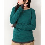 ブルーグリーン | フェイクレイヤードロングTシャツ | atONE