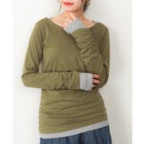 カーキ | フェイクレイヤードロングTシャツ | atONE