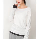 ホワイト | フェイクレイヤードロングTシャツ | atONE