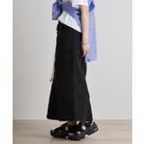 ブラック | ストレッチツイル ロングスカート | atONE