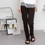 ブラック | オールラバーウエストスリムパンツ スキニー ゆったり | atONE