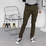 カーキ | フロントジッパーツイルスキニーパンツ スリム ゆったり | atONE