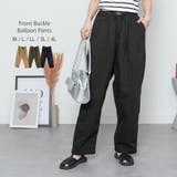 ブラック | 前バックルバルーンパンツ レディースファッション通販 パンツ | atONE