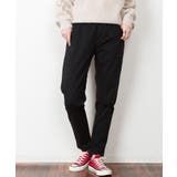 ブラック | ウエストゴムテーパードツイルパンツ | atONE