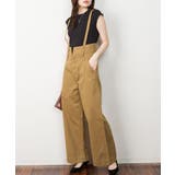 ベージュ | サスペンダー付きハイウェストツイルパンツ | atONE