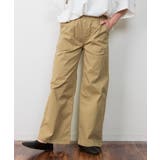 ベージュ | ウエストゴムストレッチツイルベイカーパンツ | atONE