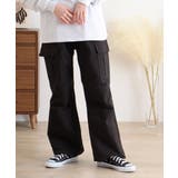 ブラック | ツイルワイドカーゴパンツ | atONE