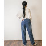 デニムハイライズ デニムストレートパンツ 程よくゆるっとしたルーズシルエット | atONE | 詳細画像17